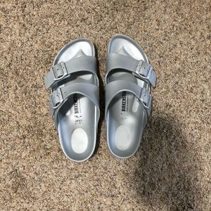 silver birkenstocks